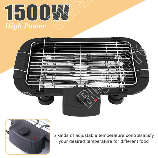 Barbecue électrique sans fumée de 1 500 W – Barbecue d'intérieur de grande capacité avec surface antiadhésive