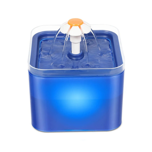 2L Automatic Cats and Dogs Water Fountain with LED Lighting USB Pet Water Dispenser with Recirculate Filtring for Pet Feeder