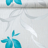 Silver Teal Floral Wallpaper – White Metallic Glitter Textured Roll by Erismann for Living Room & Bedroom Decor (10m)