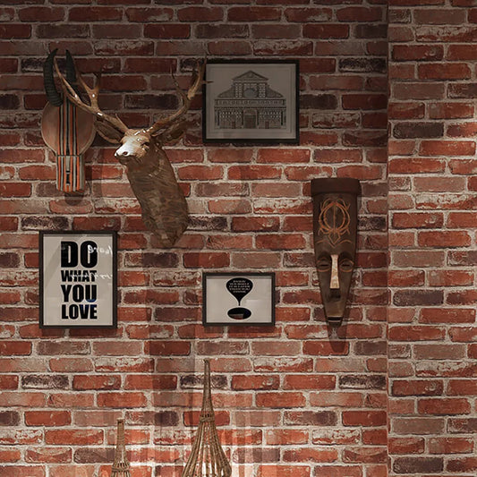 Red Realistic 3D Vintage Brick Effect Rustic.Stone Textured Wallpaper Home Decor