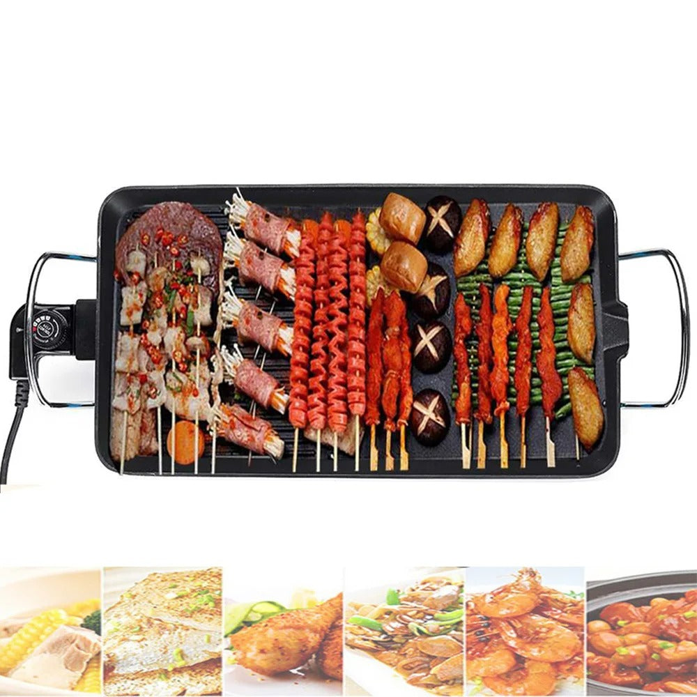 Plaque de cuisson électrique Teppanyaki – Grand barbecue de table sans fumée pour la cuisine, les fêtes et le camping