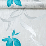 Silver Teal Floral Wallpaper – White Metallic Glitter Textured Roll by Erismann for Living Room & Bedroom Decor (10m)