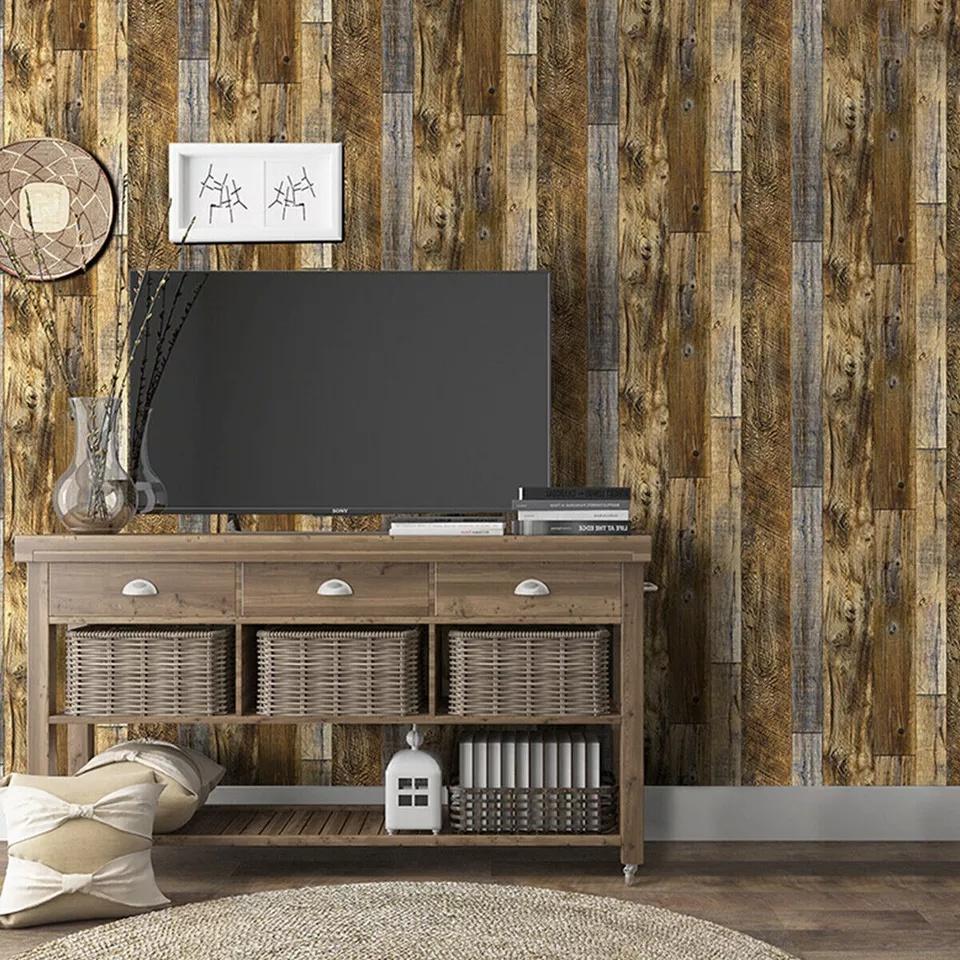 6m realistische Holz-Effekt Tapete Holz PanelPlanks selbstklebende Vinyl Wrap