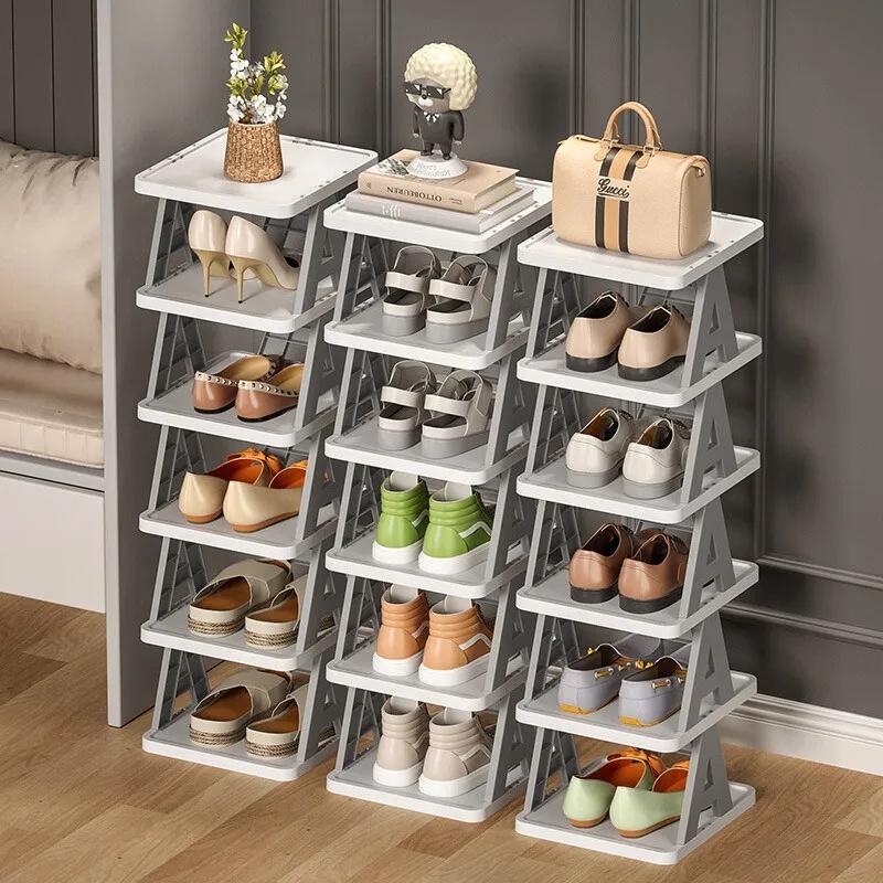 Étagère à chaussures empilable à plusieurs niveaux – Étagère de rangement légère et compacte