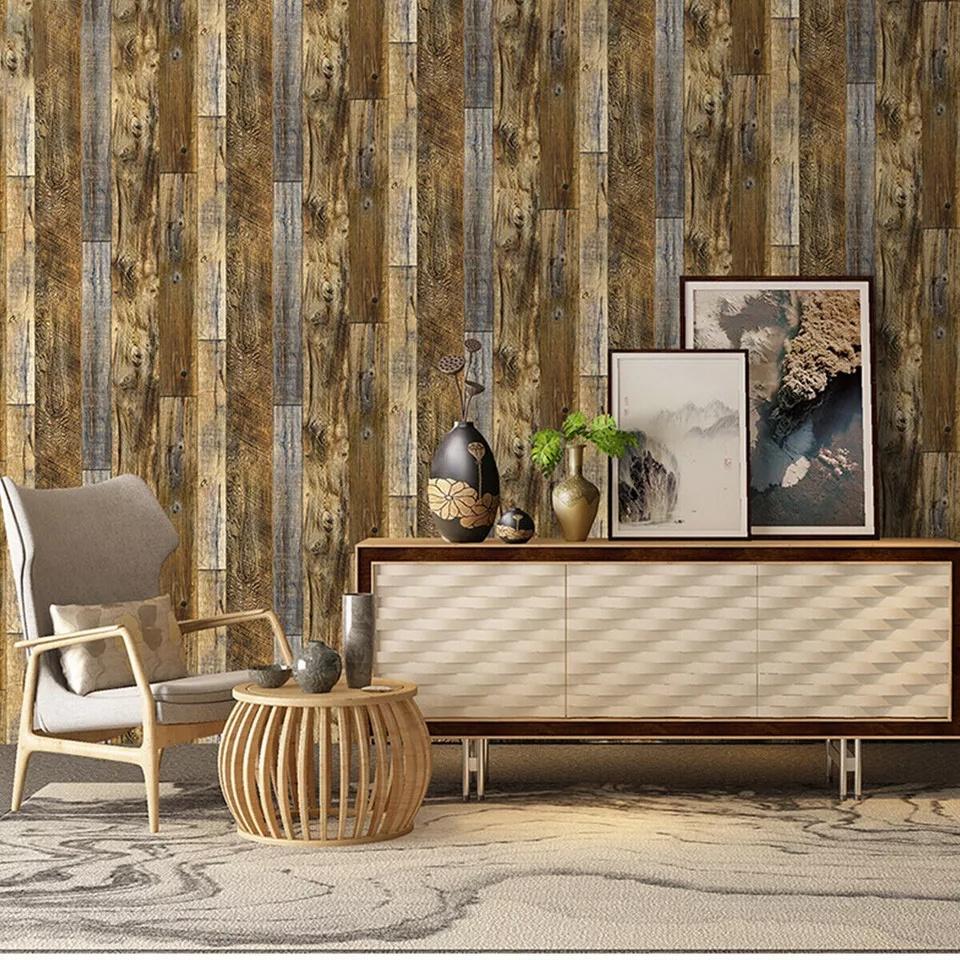 6m realistische Holz-Effekt Tapete Holz PanelPlanks selbstklebende Vinyl Wrap