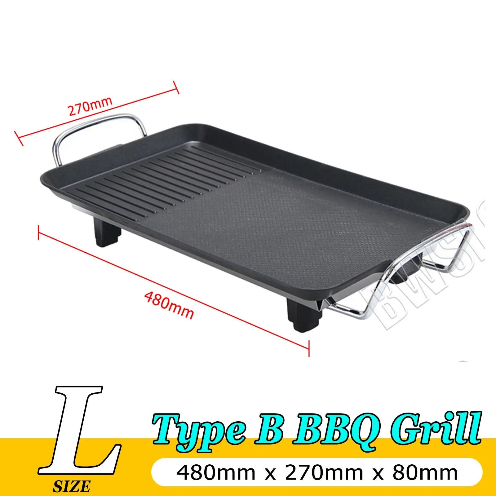 Plaque de cuisson électrique Teppanyaki – Grand barbecue de table sans fumée pour la cuisine, les fêtes et le camping