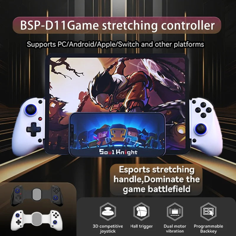 Manette de jeu télescopique RGB BSP D11 – Turbo, gyroscope à 6 axes et vibration pour Android, iOS, PS4 et Switch