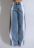 2025 Women’s Plus Size Wide-Leg Jeans – High Stretch Straight Fit Retro Three-Stripe Denim Pants (S–5XL)