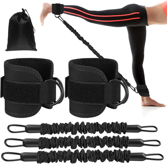 Knöchel-Widerstandsbänder-Set zum Trainieren, Knöchelbänder für Glute-Kickbacks, Doppel-D-Ring-Übungsbänder, Trainingsgerät für die Gesäßmuskulatur mit verstellbaren Knöchelriemen, Heim-Fitnessstudio für Frauen und Männer, Bein-Po-Training