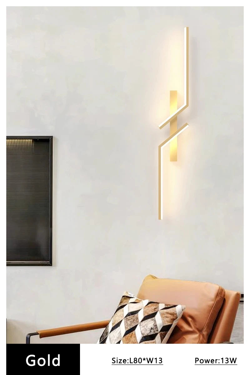 Modern Long Strip LED Wall Lamp – Remote Control Dimmable Wall Light for Living Room, Bedroom, Bedside & Home Interior Decoration