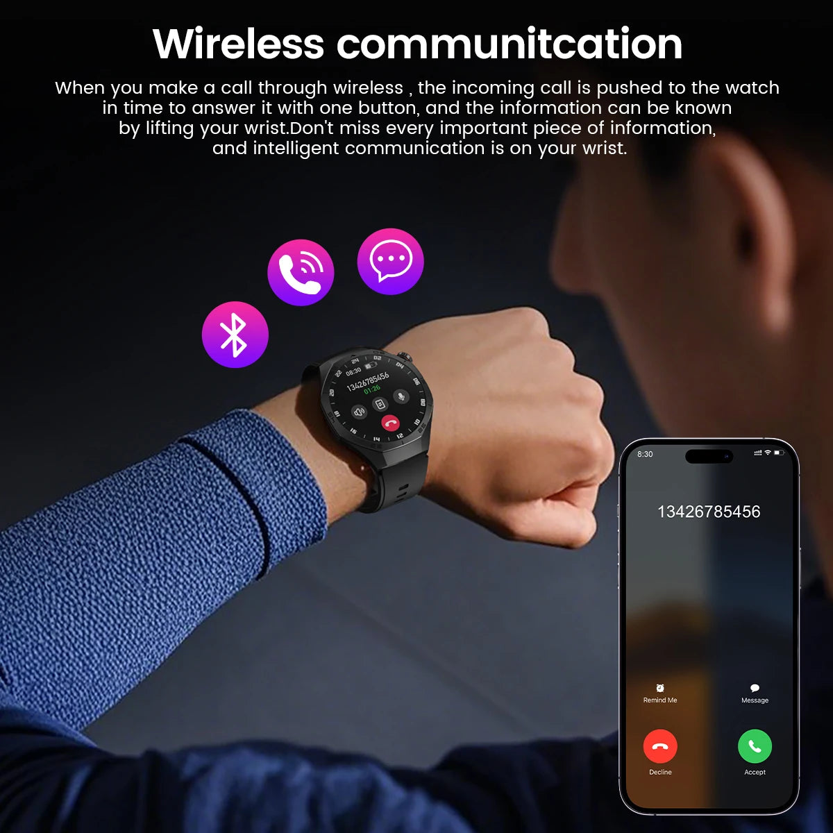 2025 GUHUAVMI GT5 Pro Smart Watch for Men – 1.52” HD AMOLED Display, GPS Motion Tracking, Heart Rate Monitor, Bluetooth Call, IP68 Waterproof Fitness Smartwatch