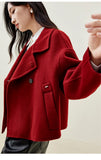SENTUBILA 100% Wool Coat For Women Winter Jackets 2025 Stand Turtleneck Double Sided Short Outerwears Female Clothes