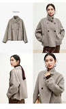 SENTUBILA 100% Wool Coat For Women Winter Jackets 2025 Stand Turtleneck Double Sided Short Outerwears Female Clothes
