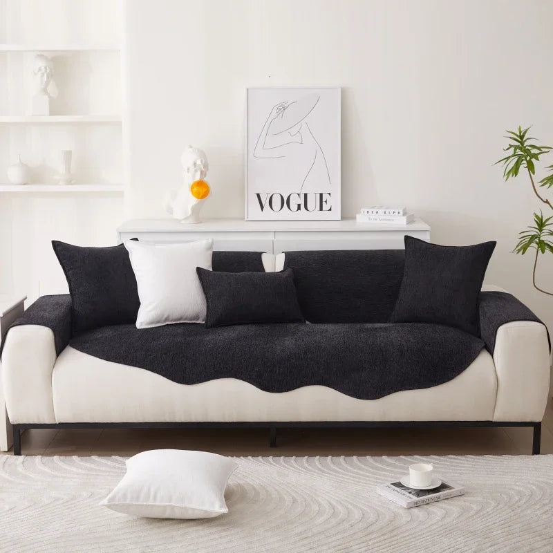 Chenille Non-slip Sofa Cushion Solid Color Sofa Cover Four Seasons Universal for Living Room Sofas 1PC All-Inclusive Towel 소파 쿠션