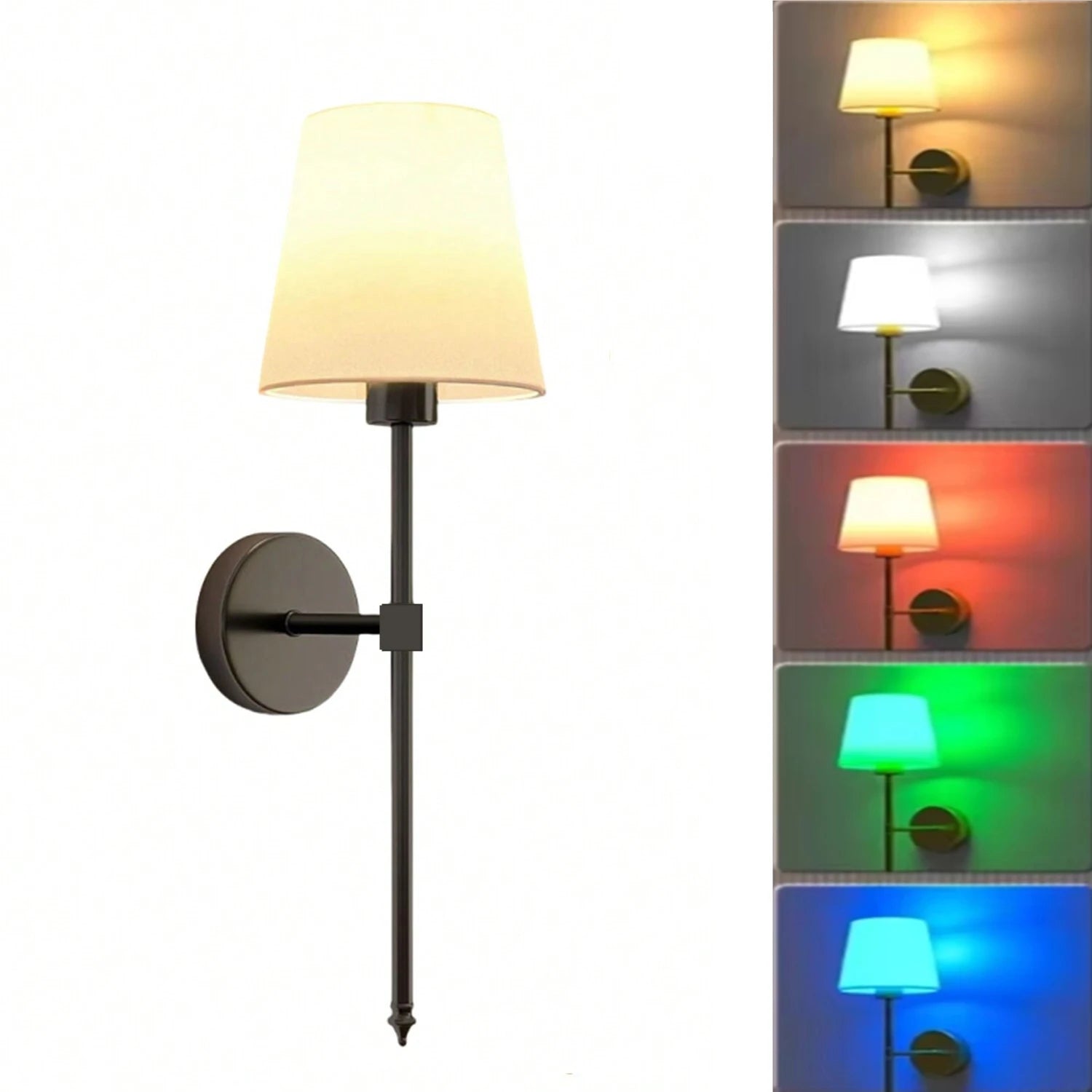 Wireless Rechargeable Wall Lamp – Battery Powered, Dimmable LED Light with Remote Control & 10 RGB Colors, Detachable Magnetic Bulb