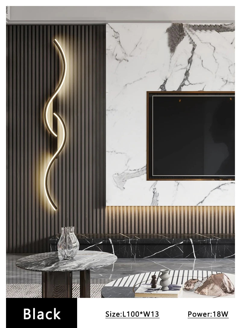 Modern Long Strip LED Wall Lamp – Remote Control Dimmable Wall Light for Living Room, Bedroom, Bedside & Home Interior Decoration