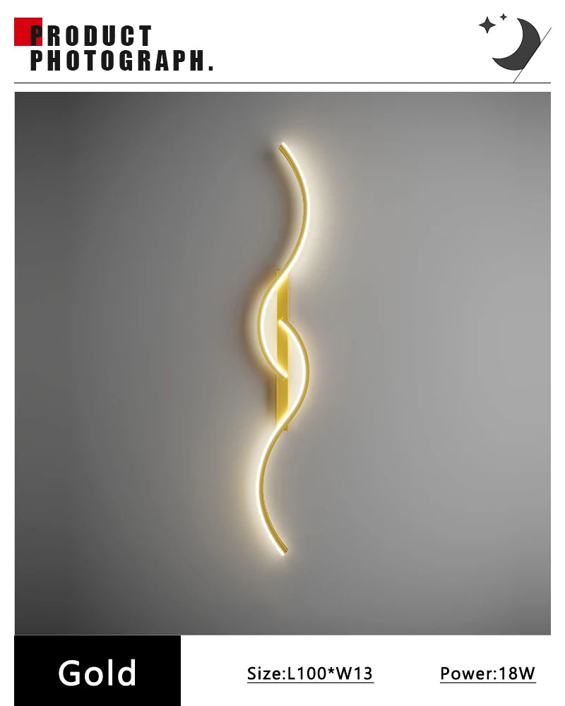 Modern Long Strip LED Wall Lamp – Remote Control Dimmable Wall Light for Living Room, Bedroom, Bedside & Home Interior Decoration