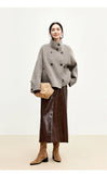 SENTUBILA 100% Wool Coat For Women Winter Jackets 2025 Stand Turtleneck Double Sided Short Outerwears Female Clothes
