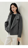 SENTUBILA 100% Wool Coat For Women Winter Jackets 2025 Stand Turtleneck Double Sided Short Outerwears Female Clothes