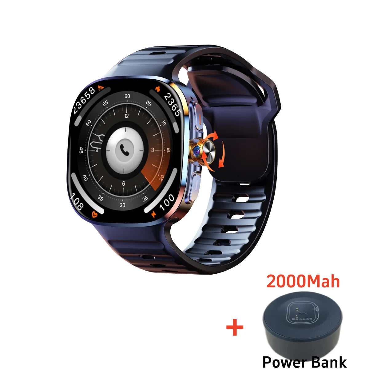 Original M99 5G Android Smartwatch – 2.4” AMOLED Display, 4G/5G SIM Card Support, GPS WiFi, 190° Rotating Camera, Android 10 Smart Watch with Game & Fitness Features
