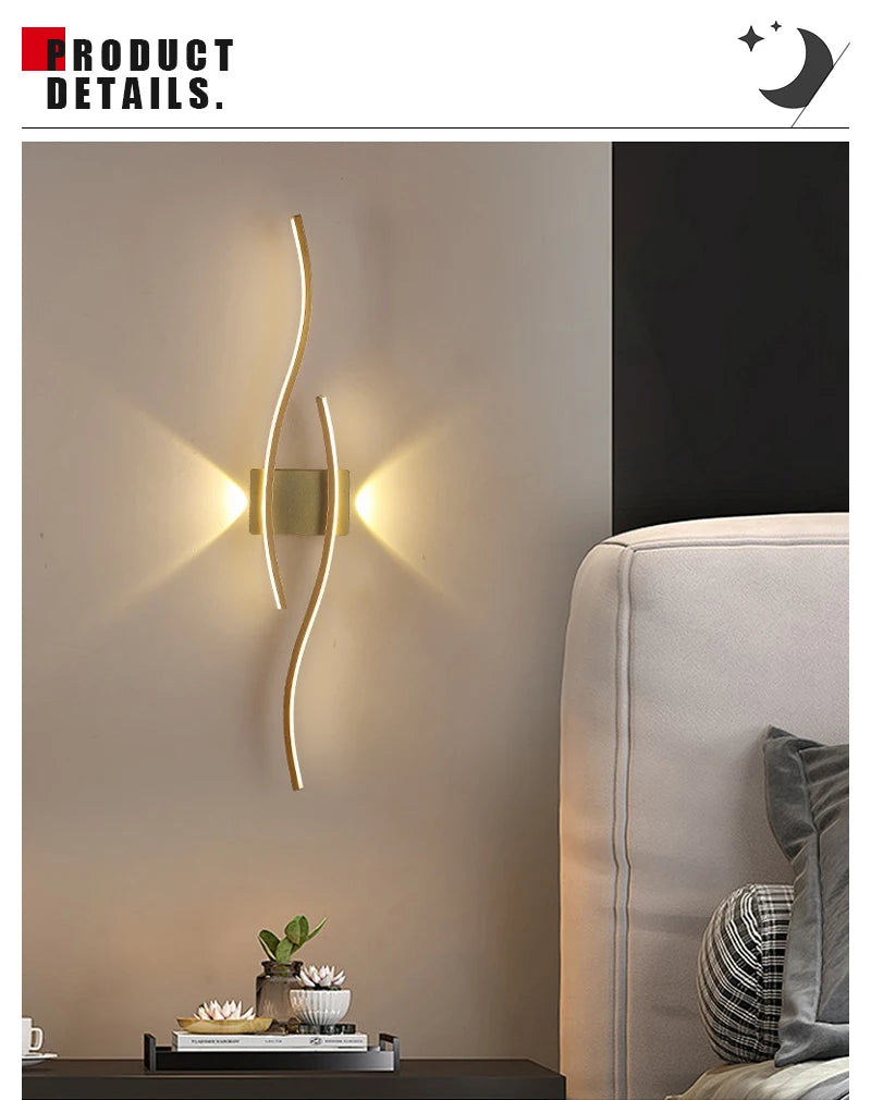 Modern Long Strip LED Wall Lamp – Remote Control Dimmable Wall Light for Living Room, Bedroom, Bedside & Home Interior Decoration