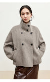 SENTUBILA 100% Wool Coat For Women Winter Jackets 2025 Stand Turtleneck Double Sided Short Outerwears Female Clothes