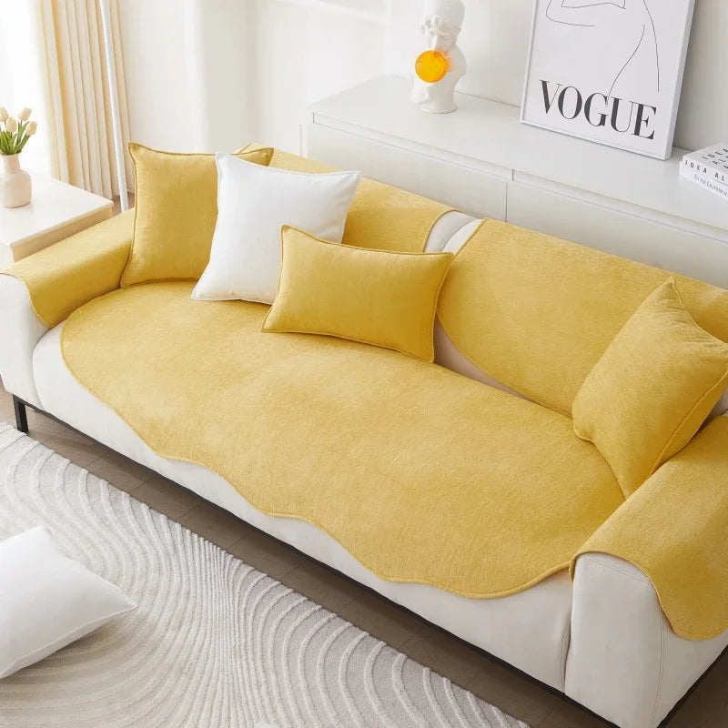 Chenille Non-slip Sofa Cushion Solid Color Sofa Cover Four Seasons Universal for Living Room Sofas 1PC All-Inclusive Towel 소파 쿠션