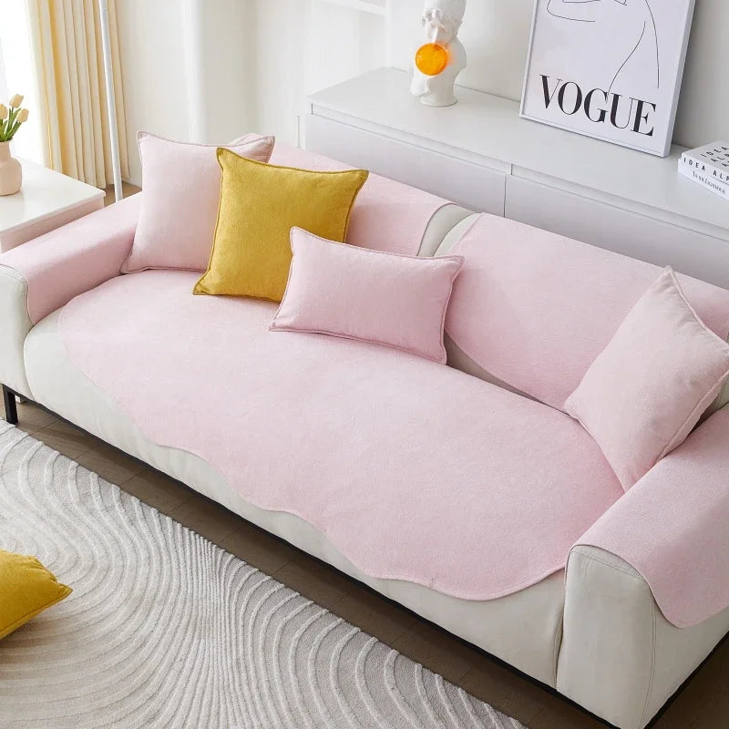 Chenille Non-slip Sofa Cushion Solid Color Sofa Cover Four Seasons Universal for Living Room Sofas 1PC All-Inclusive Towel 소파 쿠션