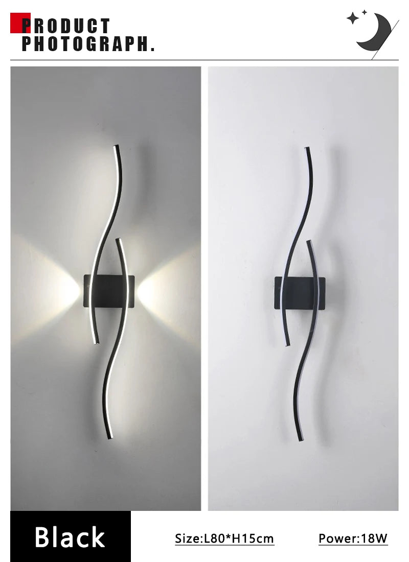 Modern Long Strip LED Wall Lamp – Remote Control Dimmable Wall Light for Living Room, Bedroom, Bedside & Home Interior Decoration
