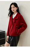 SENTUBILA 100% Wool Coat For Women Winter Jackets 2025 Stand Turtleneck Double Sided Short Outerwears Female Clothes