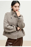 SENTUBILA 100% Wool Coat For Women Winter Jackets 2025 Stand Turtleneck Double Sided Short Outerwears Female Clothes