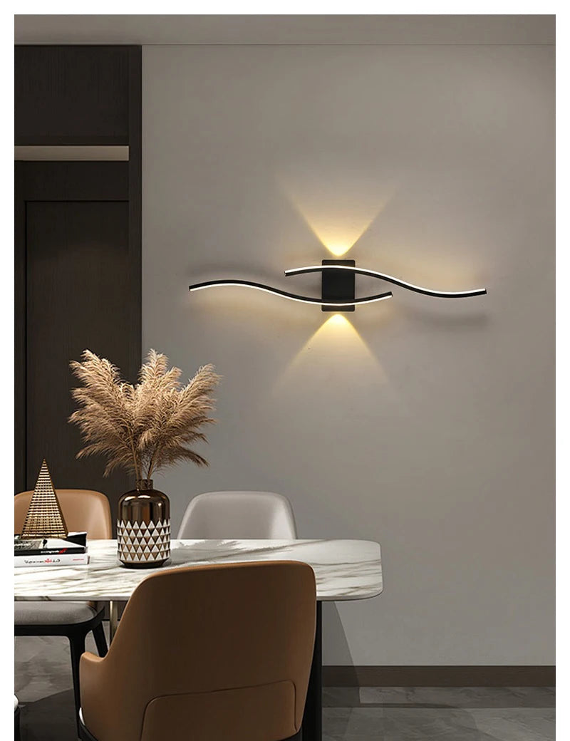 Modern Long Strip LED Wall Lamp – Remote Control Dimmable Wall Light for Living Room, Bedroom, Bedside & Home Interior Decoration