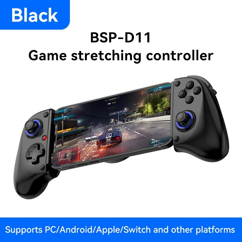 Manette de jeu télescopique RGB BSP D11 – Turbo, gyroscope à 6 axes et vibration pour Android, iOS, PS4 et Switch