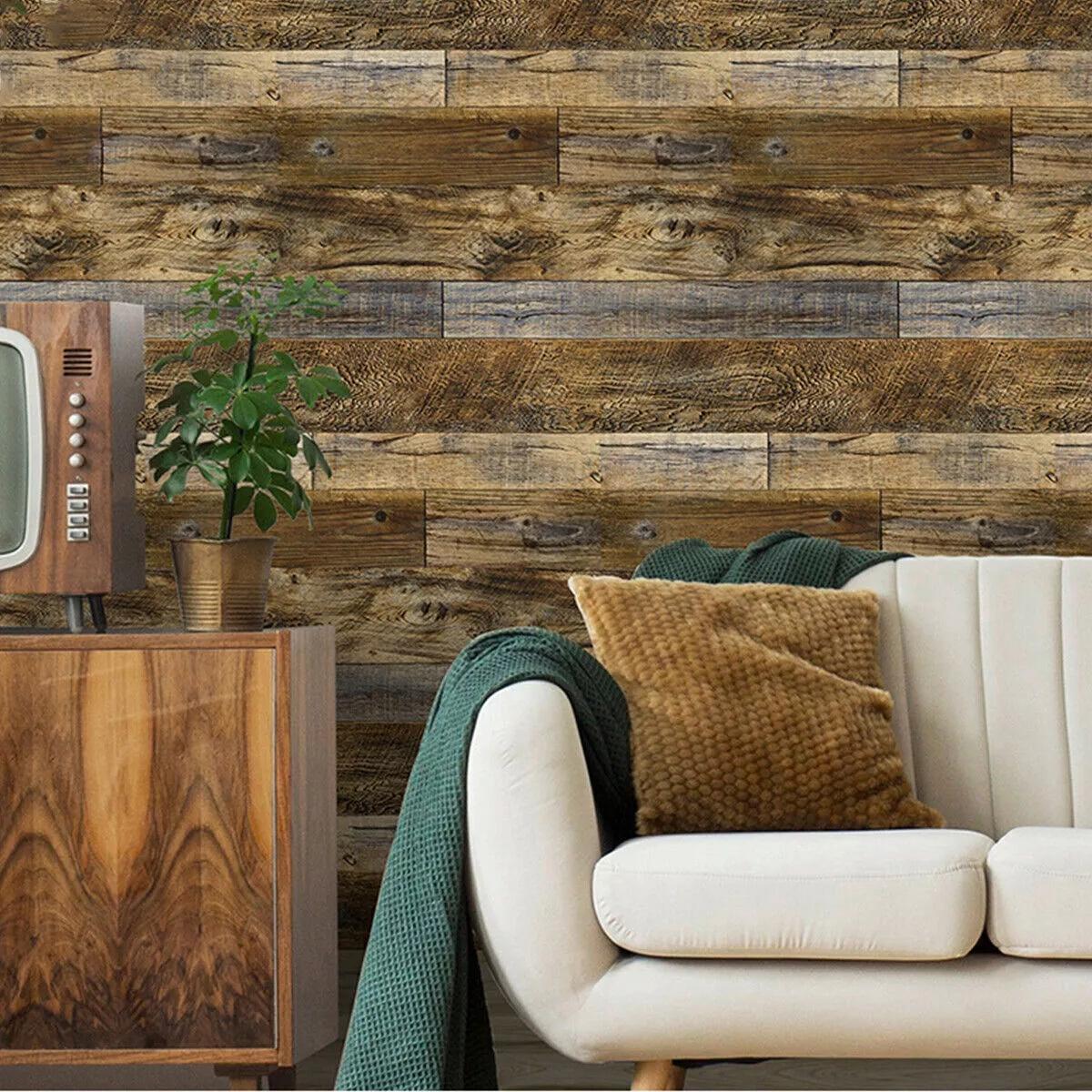 6m realistische Holz-Effekt Tapete Holz PanelPlanks selbstklebende Vinyl Wrap