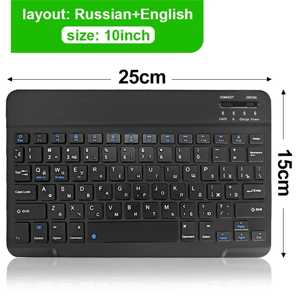 Bluetooth Wireless Keyboard & Mouse – Compatible with iOS, Android, Windows, iPad Air/Mini/Pro, Multi-Language Support (Spanish, Korean, Portuguese, Russian)