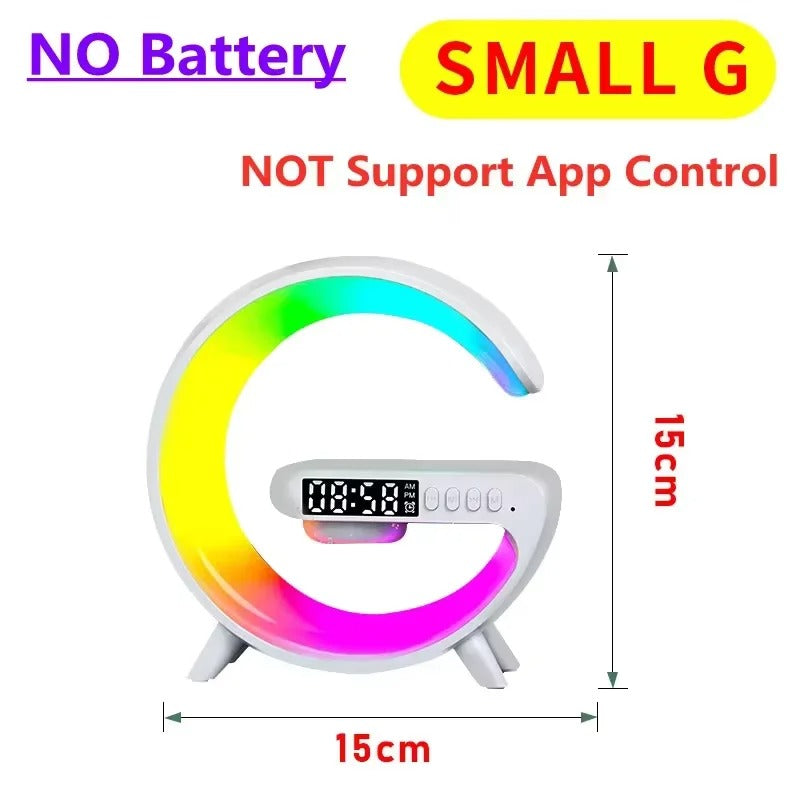 Multifunction Wireless Charger Stand – RGB Light, Alarm Clock, Speaker, Fast Charging Dock for iPhone, Samsung, Xiaomi