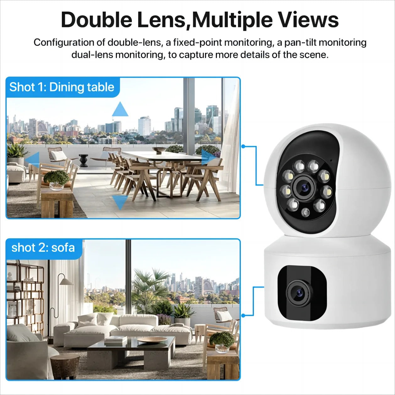 Tuya 8MP Dual Lens WiFi IP Camera – Baby Monitor, Color Night Vision, Human Auto Tracking, Smart Home Security