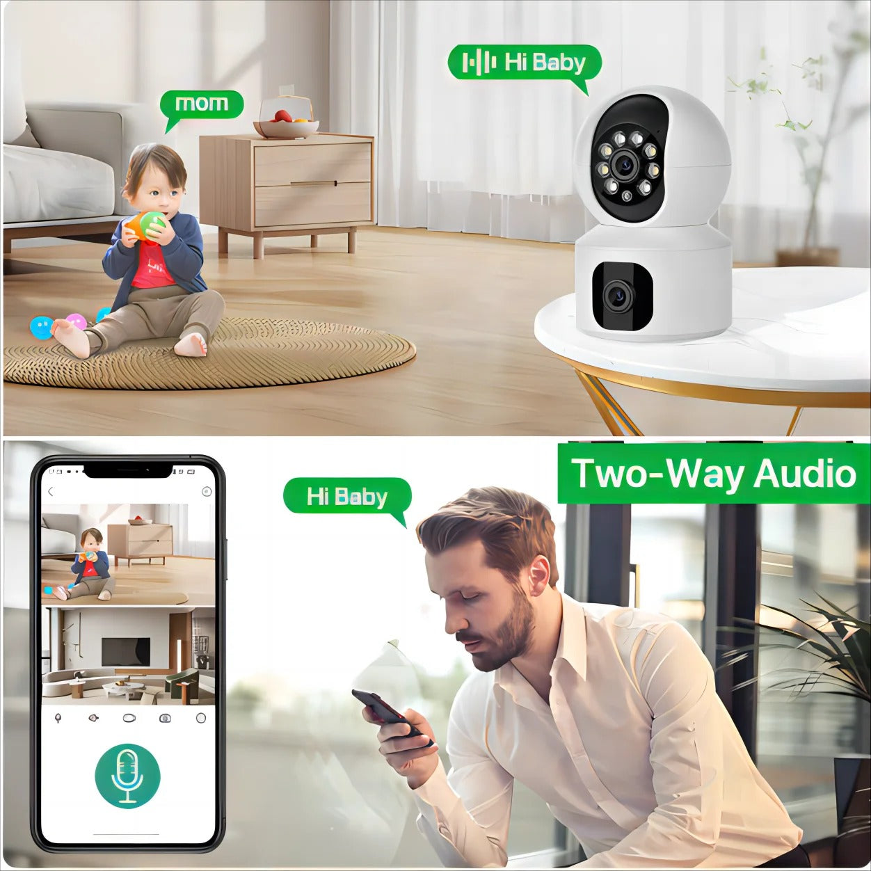 Tuya 8MP Dual Lens WiFi IP Camera – Baby Monitor, Color Night Vision, Human Auto Tracking, Smart Home Security