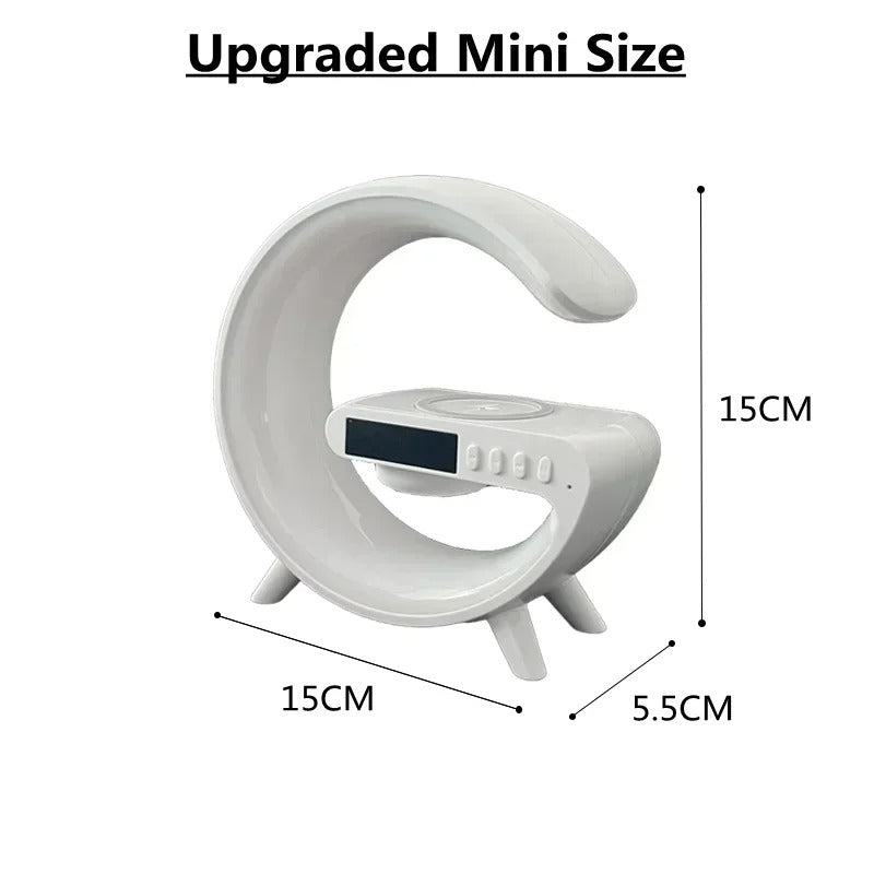 Multifunction Wireless Charger Stand – RGB Light, Alarm Clock, Speaker, Fast Charging Dock for iPhone, Samsung, Xiaomi