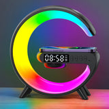 Multifunction Wireless Charger Stand – RGB Light, Alarm Clock, Speaker, Fast Charging Dock for iPhone, Samsung, Xiaomi