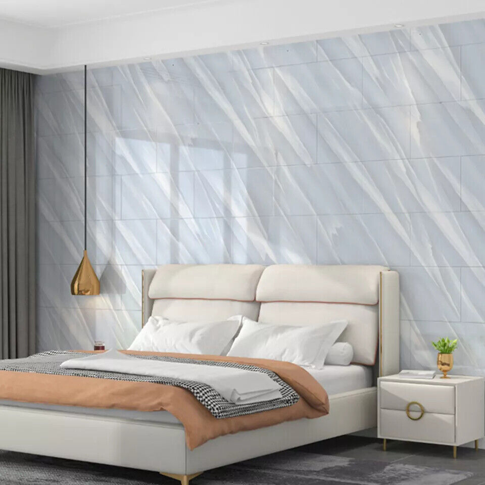 10PCS Self-Adhesive White Marble PVC Cladding Wall Panels for Kitchen Bathroom